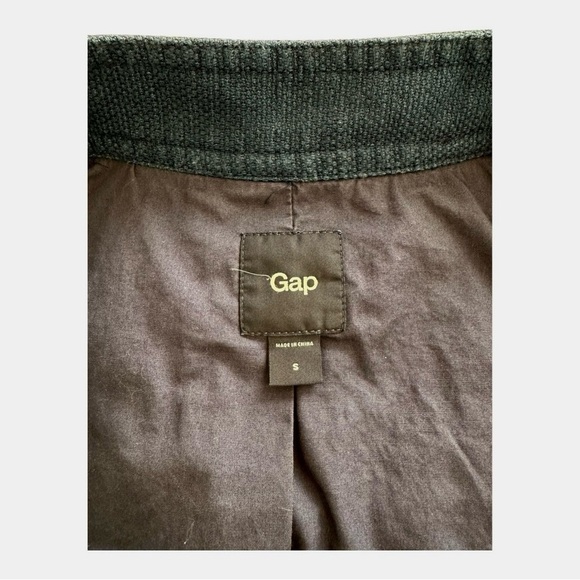 Gap Moto Jacket Mock Neck Zip Up Long Sleeve Linen Blend Blue Womens Small - Picture 7 of 13